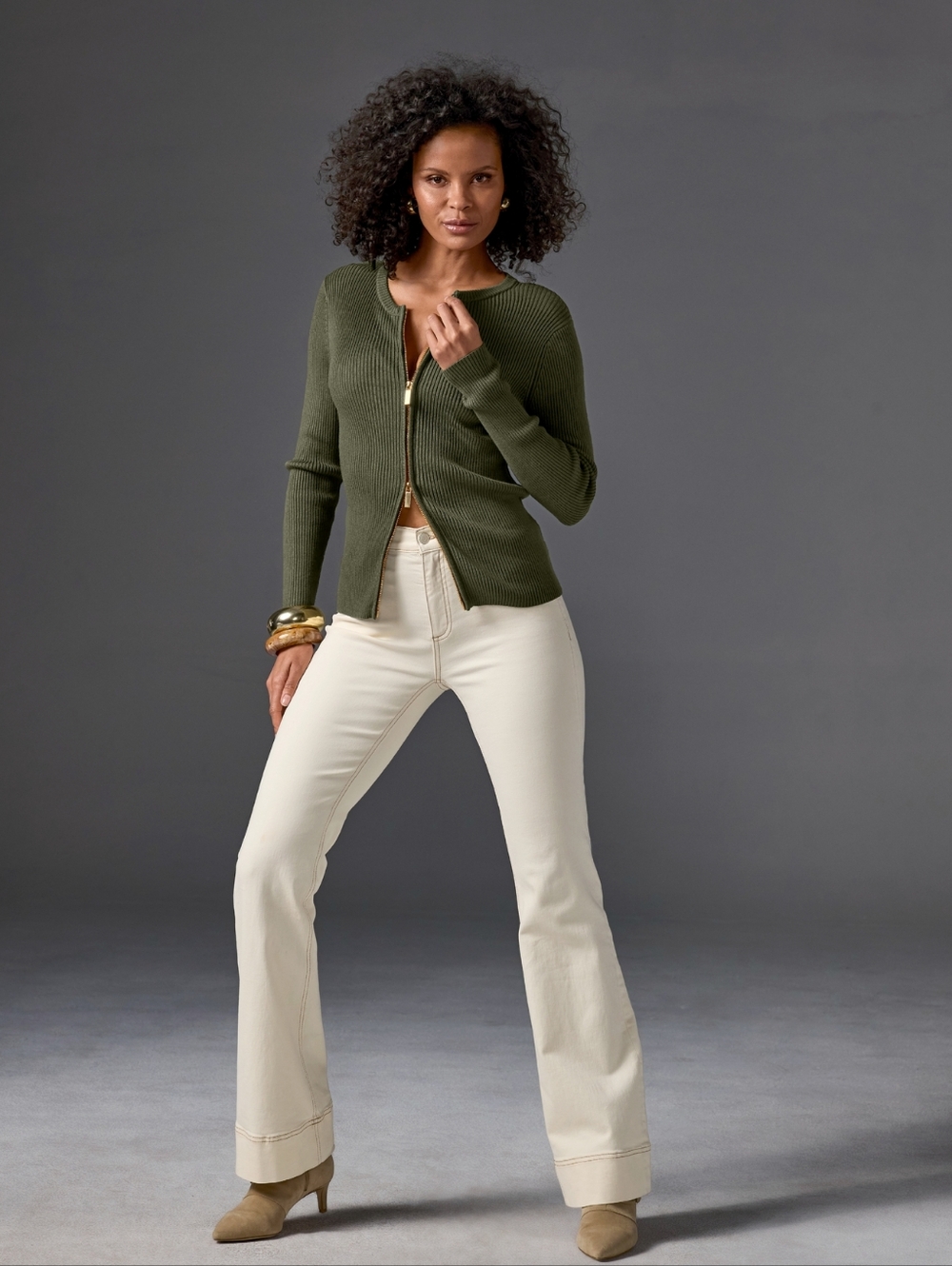 Boston Proper Monterey High Rise Wide Hem Bootcut Jean In Ecru 4 - Picture 3 of 7